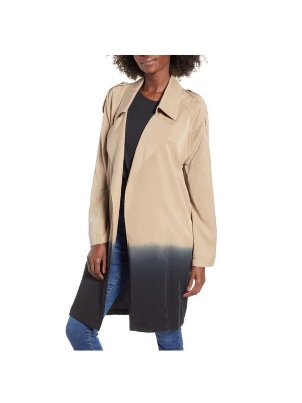BLANKNYC Denim Dip Dye Trench Coat